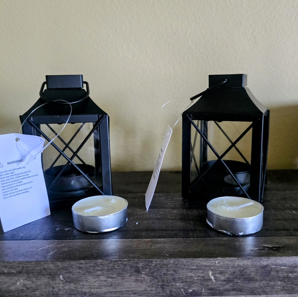 Black (Dark Gray) Metal Decorative Lantern Set